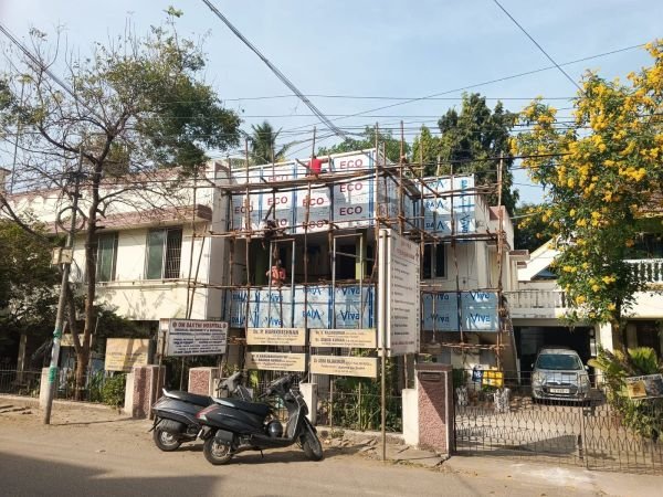 Modern ACP sheet front elevation work for a retail building, Chennai